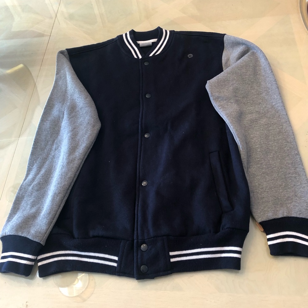 Boys MV Sports Navy and Gray Varsity Jacket